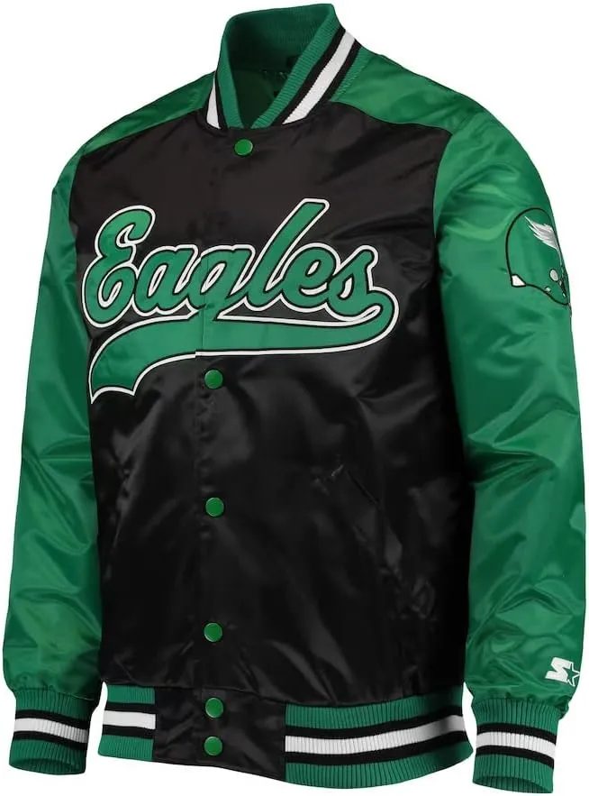 Men's Philadelphia Football Varsity Letterman Bomber Jacket - Eagle Team Fans Windbreaker Polyester Jacket For Men