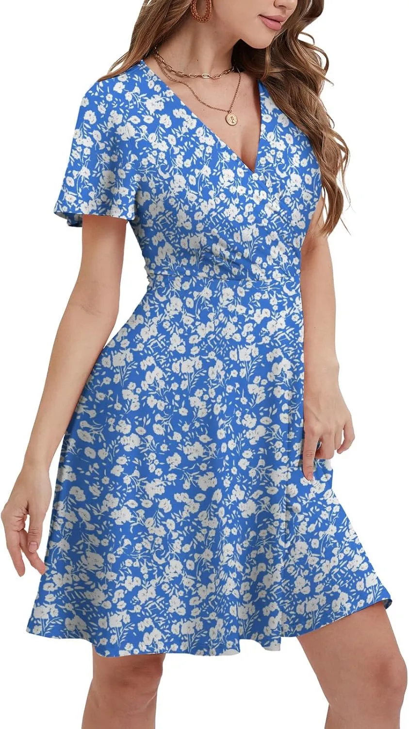 MixShe Summer Dresses for Women 2025 Floral Sundresses Elegant Classy Fashion Casual Outfit Plus Size