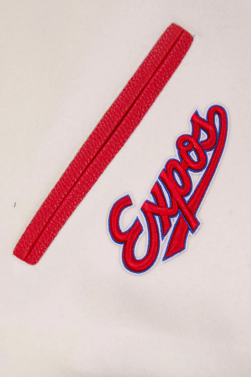 MLB MONTREAL EXPOS RETRO CLASSIC MEN'S RIB WOOL VARSITY JACKET (EGGSHELL/RED)