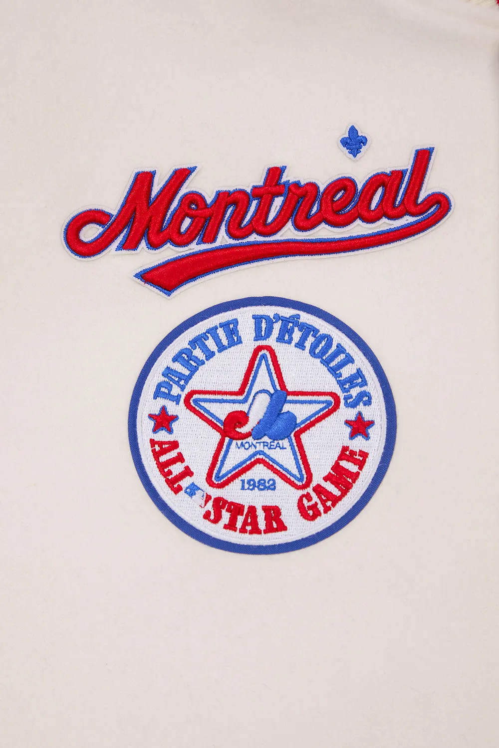 MLB MONTREAL EXPOS RETRO CLASSIC MEN'S RIB WOOL VARSITY JACKET (EGGSHELL/RED)