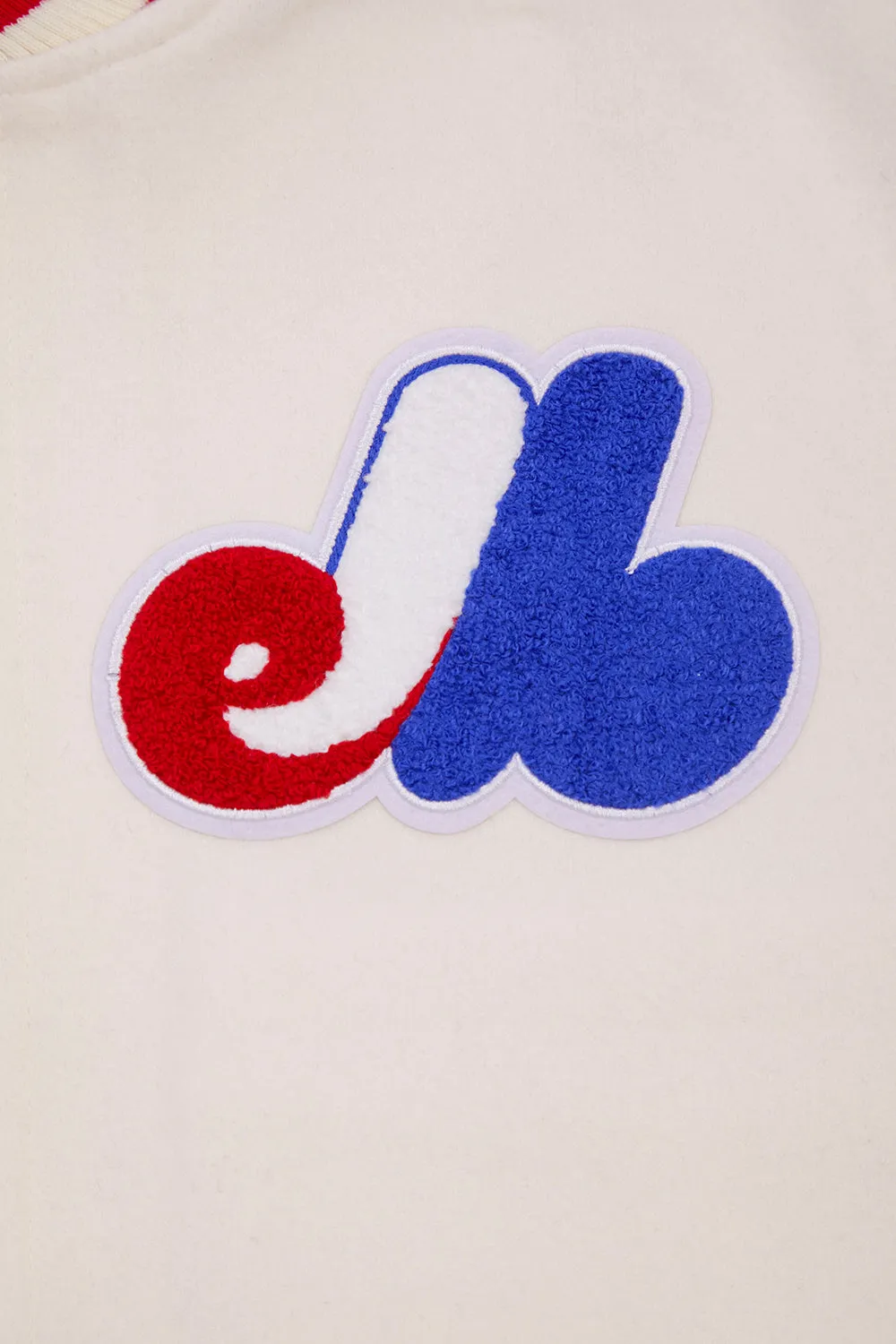 MLB MONTREAL EXPOS RETRO CLASSIC MEN'S RIB WOOL VARSITY JACKET (EGGSHELL/RED)