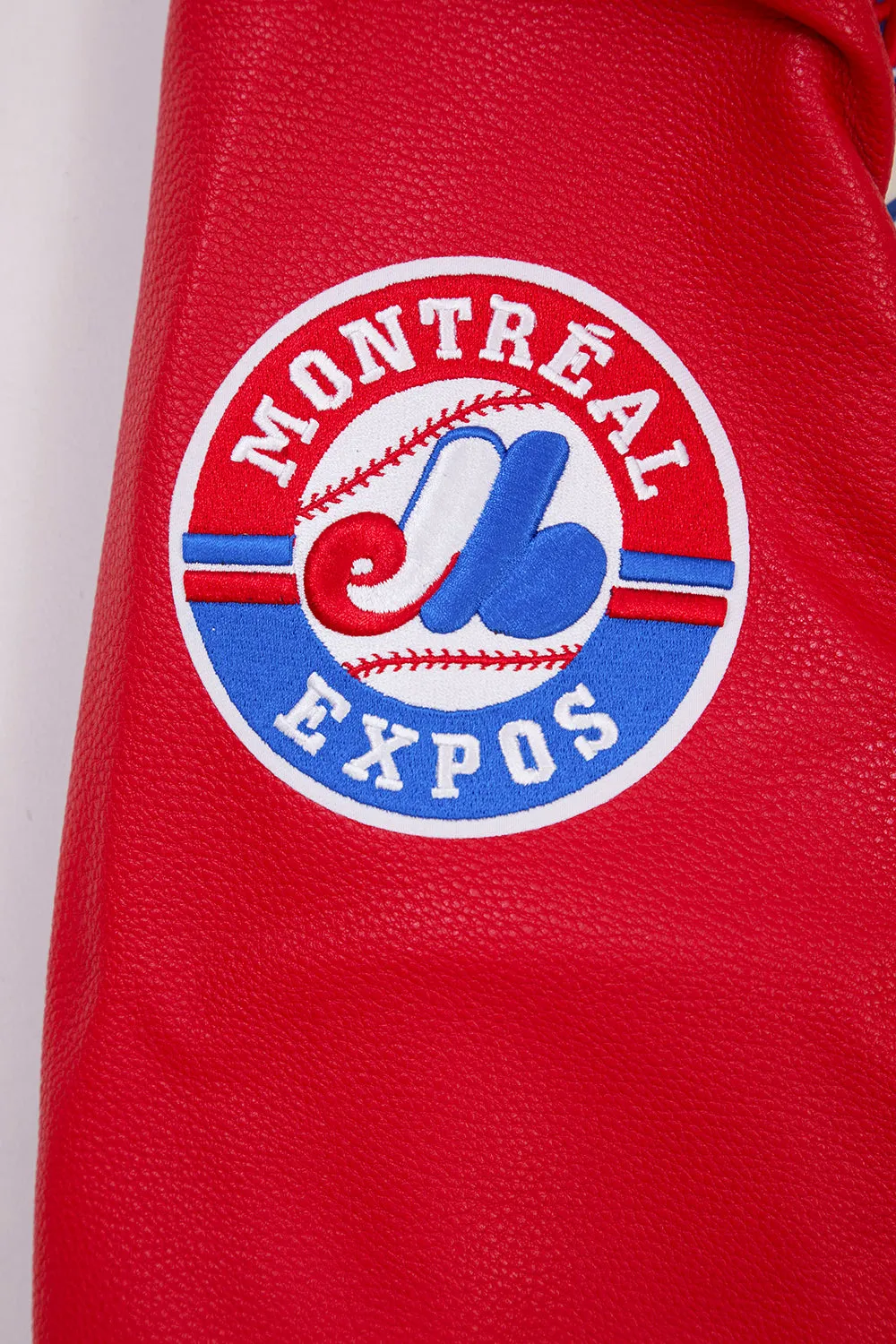 MLB MONTREAL EXPOS RETRO CLASSIC MEN'S RIB WOOL VARSITY JACKET (EGGSHELL/RED)