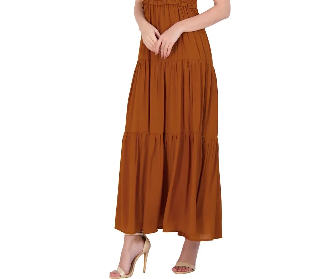 NANETTE LEPORE Women's Shirred Sleeveless Maxi Dress in Ginger