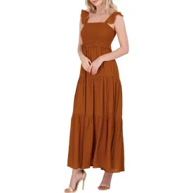 NANETTE LEPORE Women's Shirred Sleeveless Maxi Dress in Ginger