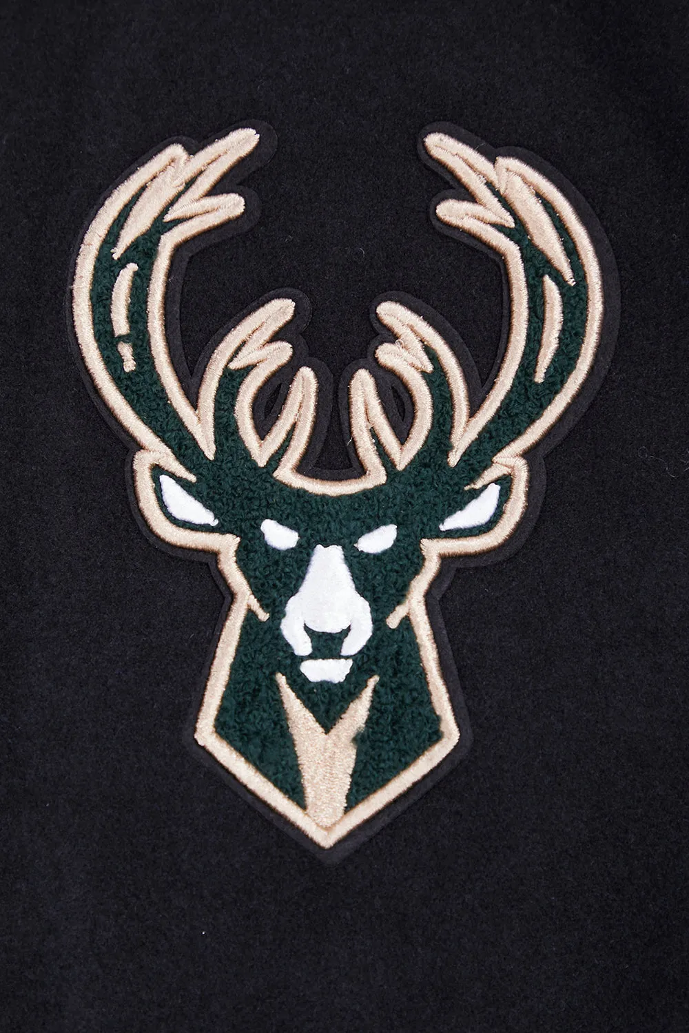 NBA MILWAUKEE BUCKS RETRO CLASSIC MEN'S RIB WOOL VARSITY JACKET (BLACK/GRAY)
