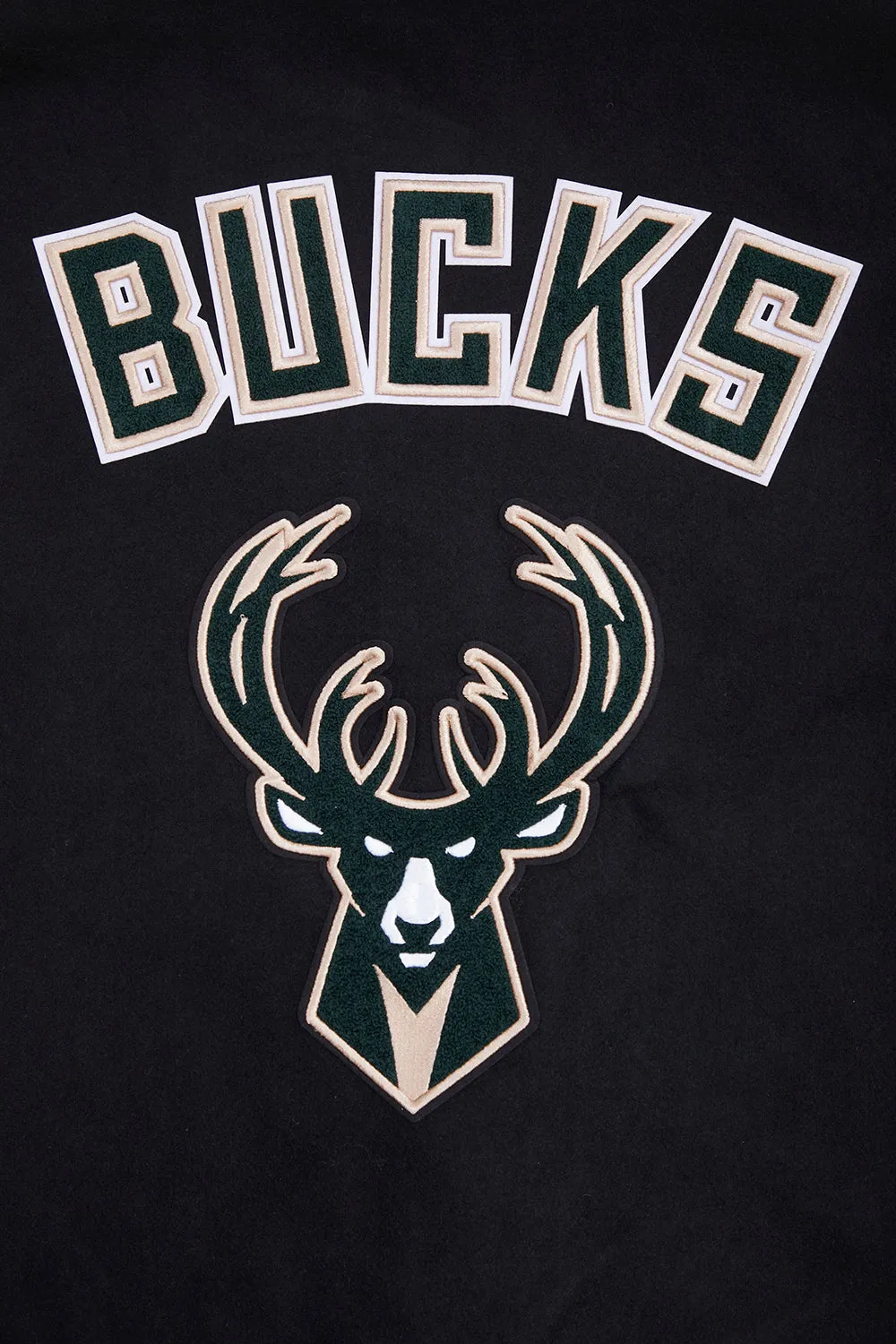 NBA MILWAUKEE BUCKS RETRO CLASSIC MEN'S RIB WOOL VARSITY JACKET (BLACK/GRAY)