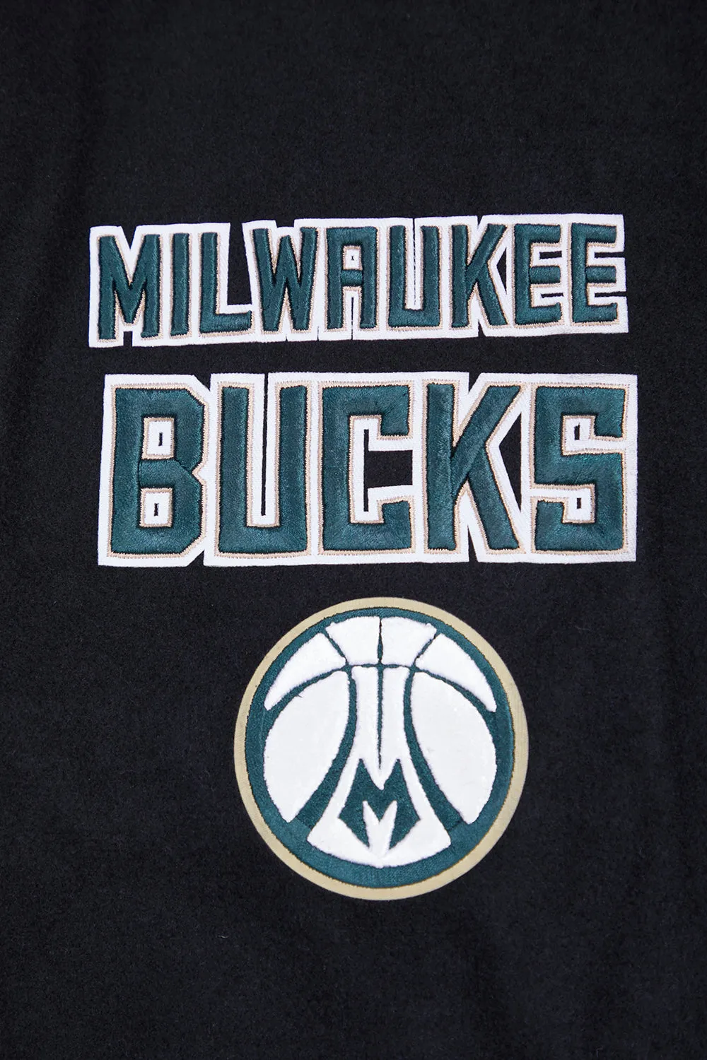 NBA MILWAUKEE BUCKS RETRO CLASSIC MEN'S RIB WOOL VARSITY JACKET (BLACK/GRAY)