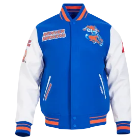 NFL DENVER BRONCOS RETRO CLASSIC MEN'S RIB WOOL VARSITY JACKET (ROYAL BLUE/ORANGE)