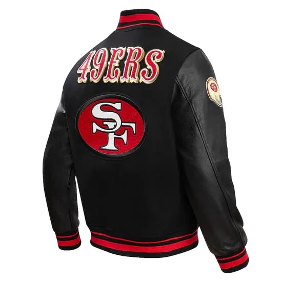 NFL SAN FRANCISCO 49ERS RETRO CLASSIC  RIBBED WOOL VARSITY JACKET | NFL LEATHER JACKET
