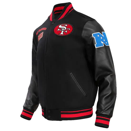 NFL SAN FRANCISCO 49ERS RETRO CLASSIC  RIBBED WOOL VARSITY JACKET | NFL LEATHER JACKET
