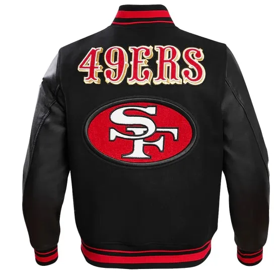NFL SAN FRANCISCO 49ERS RETRO CLASSIC  RIBBED WOOL VARSITY JACKET | NFL LEATHER JACKET