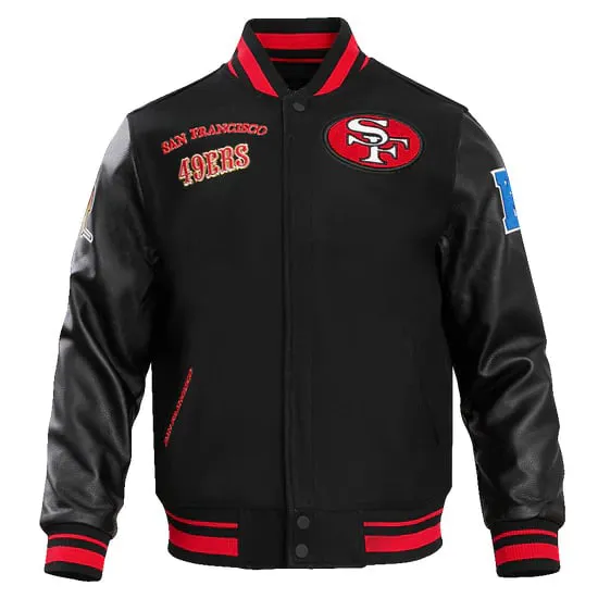 NFL SAN FRANCISCO 49ERS RETRO CLASSIC  RIBBED WOOL VARSITY JACKET | NFL LEATHER JACKET