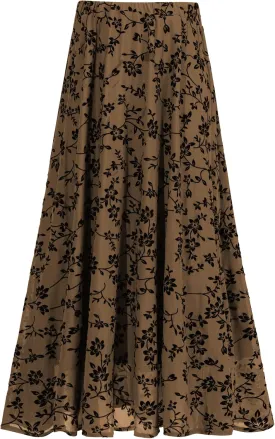 Othyroce Women's Plus Size Maxi Skirt A-Line Floral High Waisted Flowy Summer Long Skirt 3D Posy Double-Layered Midi Skirt