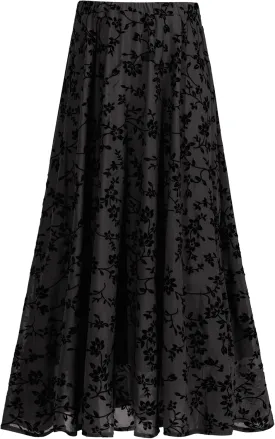 Othyroce Women's Plus Size Maxi Skirt A-Line Floral High Waisted Flowy Summer Long Skirt 3D Posy Double-Layered Midi Skirt