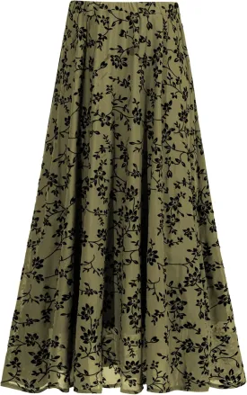 Othyroce Women's Plus Size Maxi Skirt A-Line Floral High Waisted Flowy Summer Long Skirt 3D Posy Double-Layered Midi Skirt