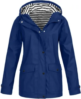 Rain Jacket for Women,Lightweight Long Hooded Raincoat With Pockets Waterproof Travel Hiking Windbreaker Trench Coats
