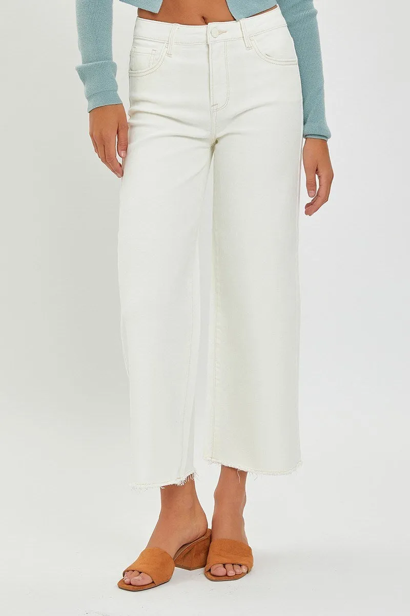Risen Jeans High Rise Tummy Control Crop Wide Leg Pants