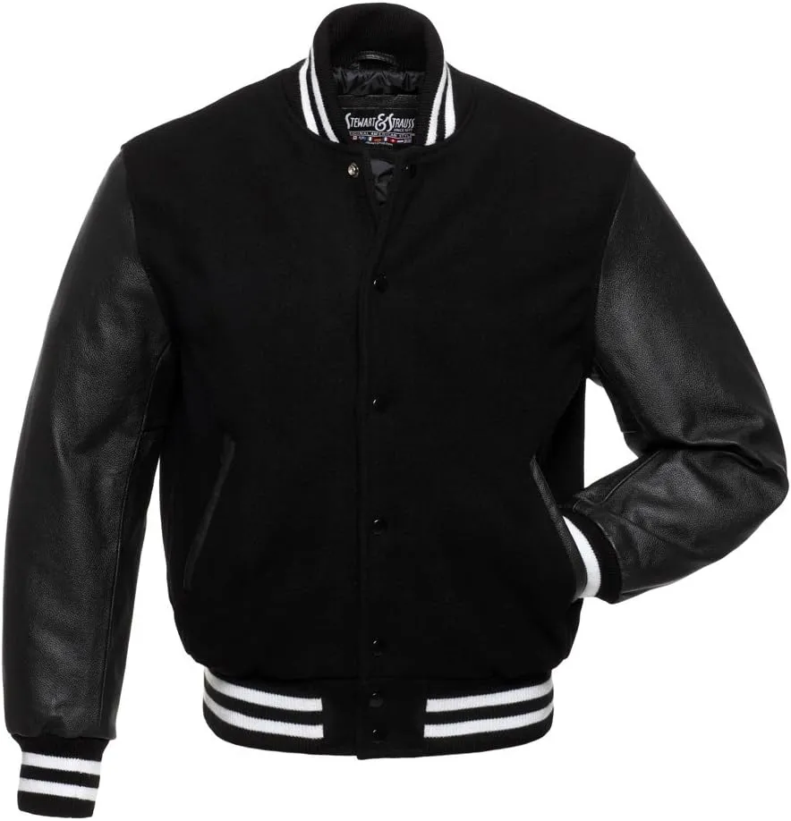 Stewart & Strauss Original Varsity Letterman Jacket Since 1977 (48 Team Colors) Wool & Leather XXS to 6XL
