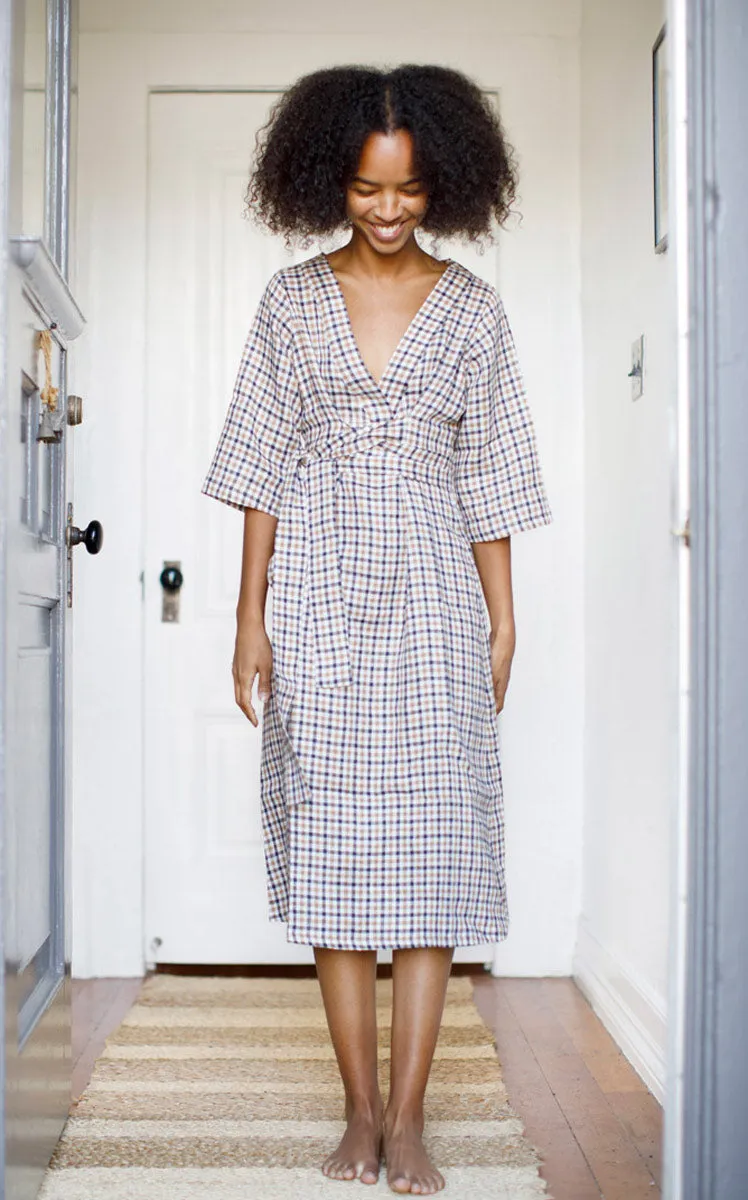 Studio Dress in Linen Check