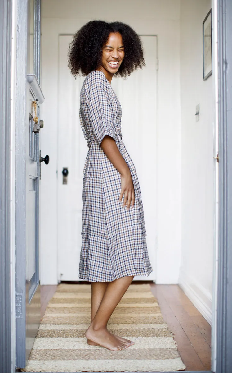 Studio Dress in Linen Check