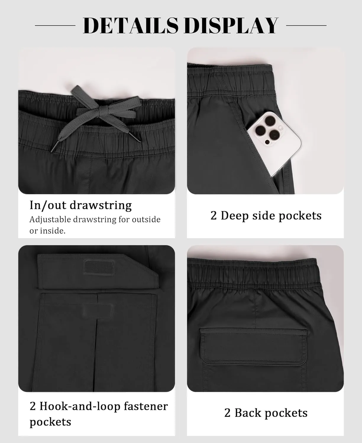 Susclude Mens Baggy Cargo Pants Big and Tall Wide Leg Sweatpants Summer Lightweight Elastic Waist Casual Pants for 2025