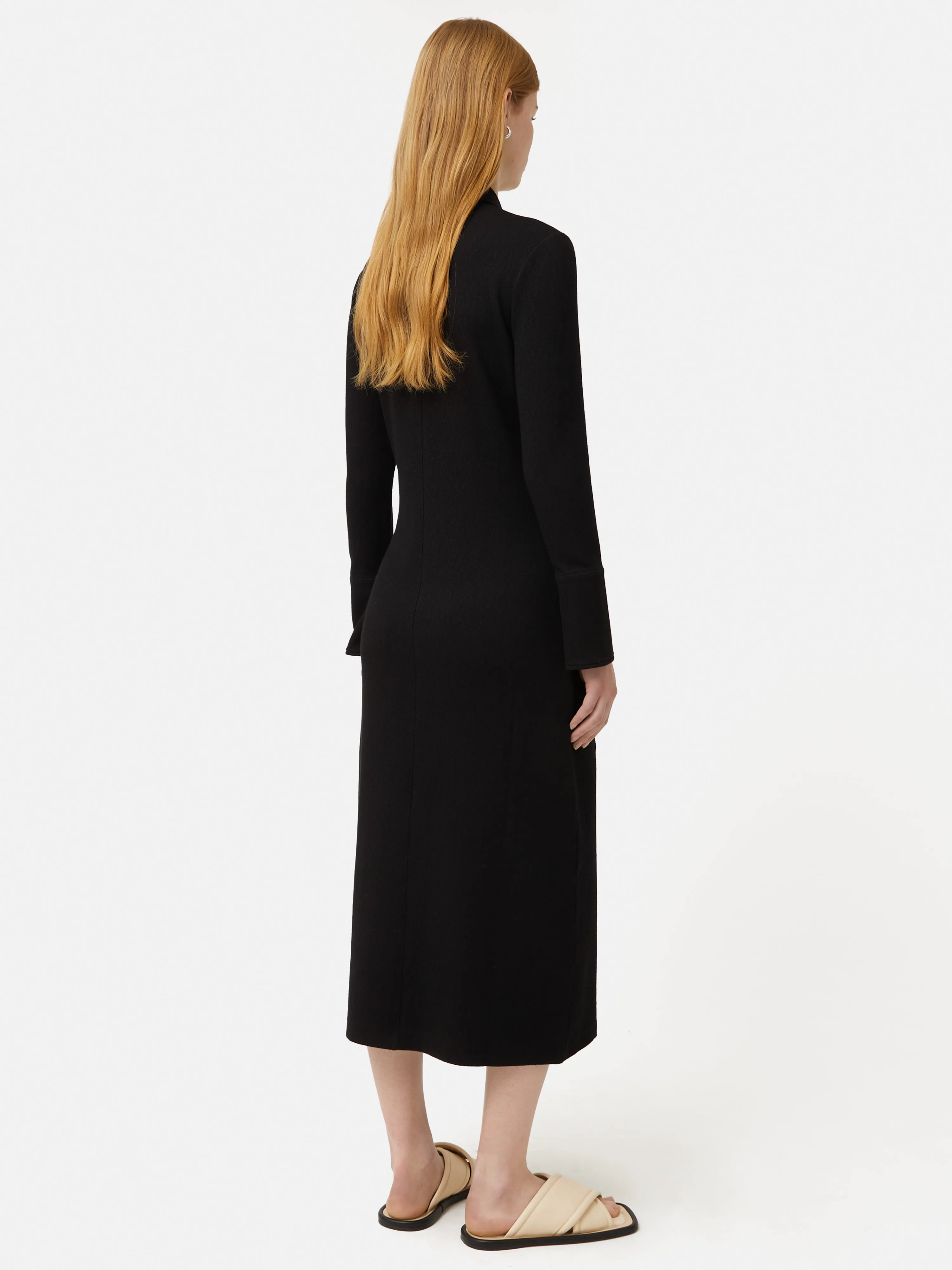 Textured Jersey Shirt Dress | Black