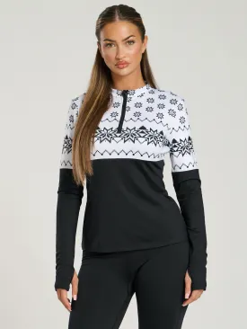 The 'Alps' half zip base layer in black and white