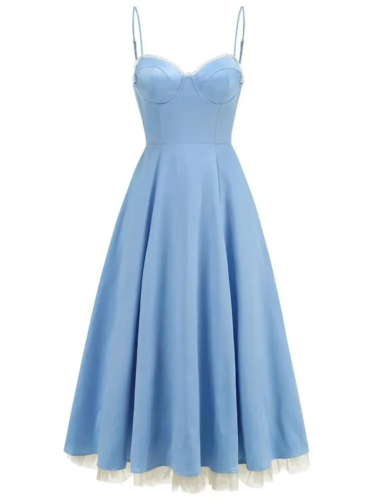 Trend4us Women's Elegant Sweetheart Flare Maxi Dress