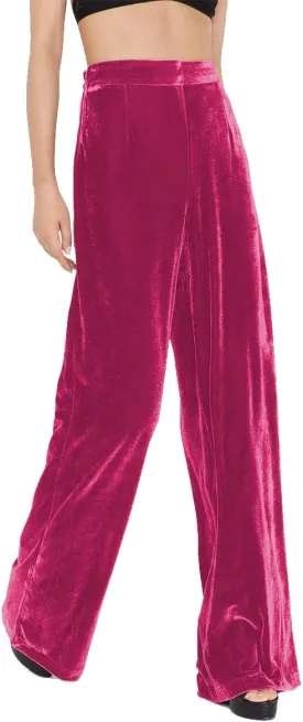 Velvet Pants for Women High Waist Loose Wide Leg Pants Casual Office Velour Long Trousers with Pockets
