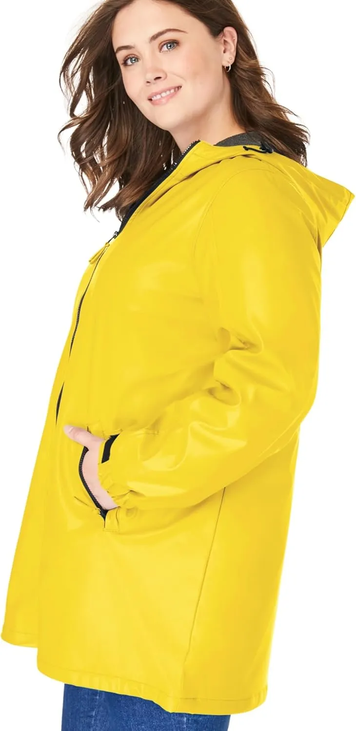 Woman Within Plus Size Hooded Slicker Raincoat