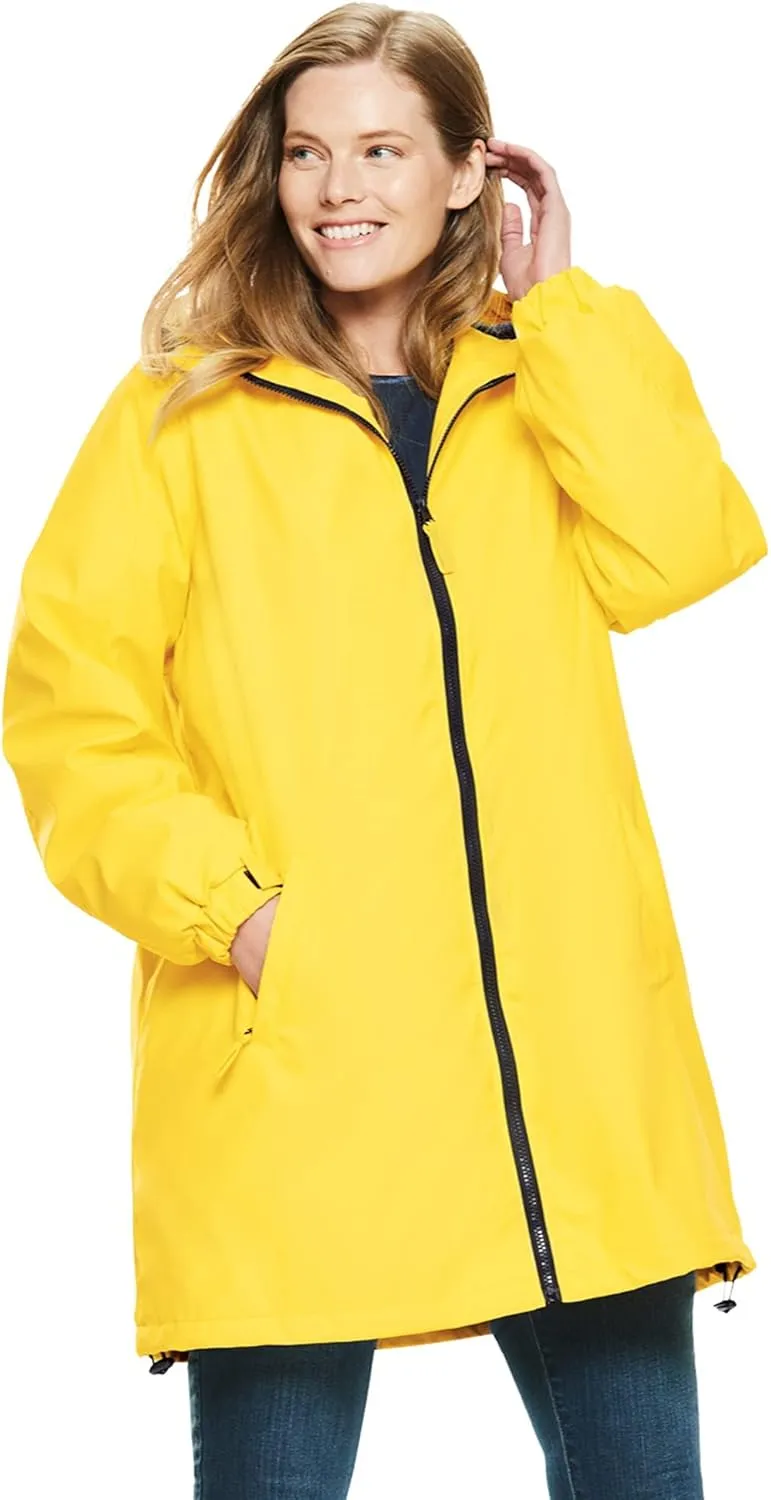 Woman Within Plus Size Hooded Slicker Raincoat
