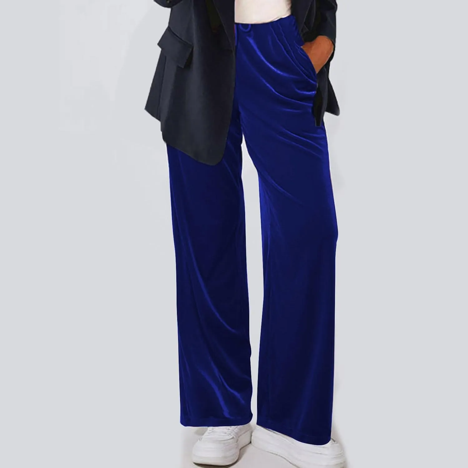Women Velour Pants Soft Velvet Sweatpants Straight Leg Athletic Joggers Casual Lounge Pajama Pants with Pockets
