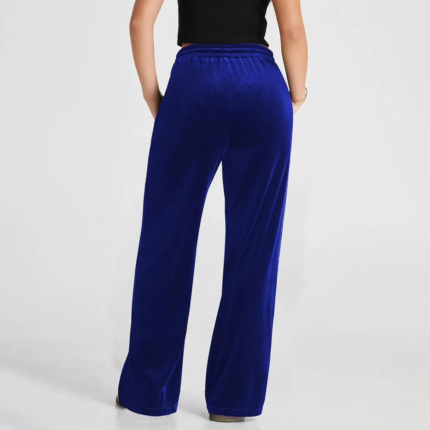 Women Velour Pants Soft Velvet Sweatpants Straight Leg Athletic Joggers Casual Lounge Pajama Pants with Pockets
