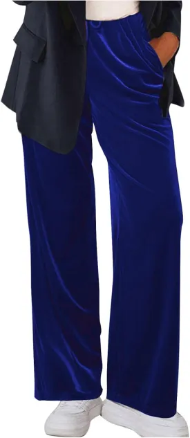 Women Velour Pants Soft Velvet Sweatpants Straight Leg Athletic Joggers Casual Lounge Pajama Pants with Pockets