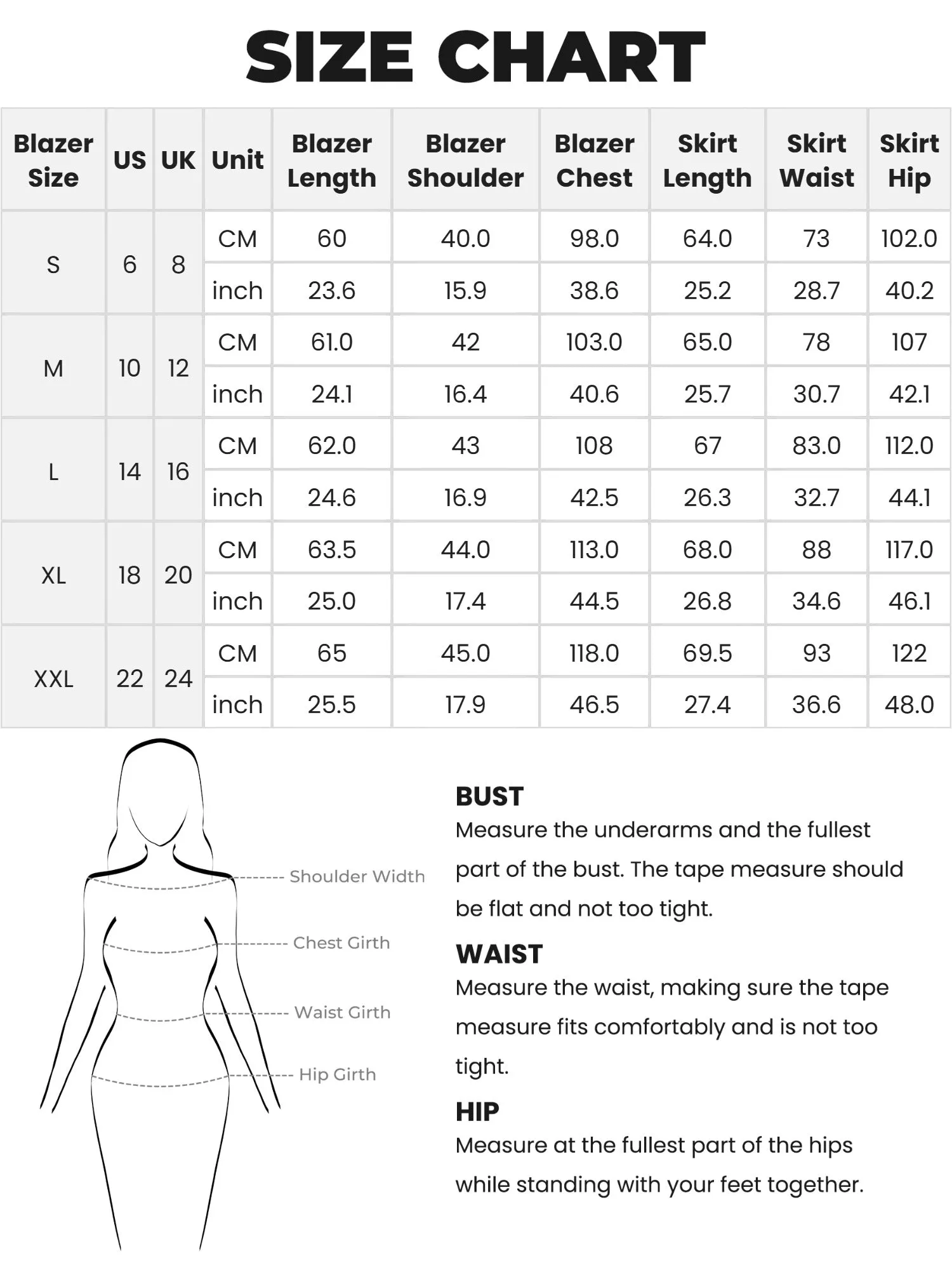Women's 2 Piece Suit Set Business Formal Blazer and Pencil Skirt