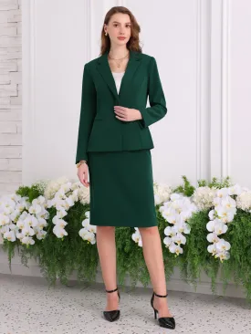 Women's 2 Piece Suit Set Business Formal Blazer and Pencil Skirt