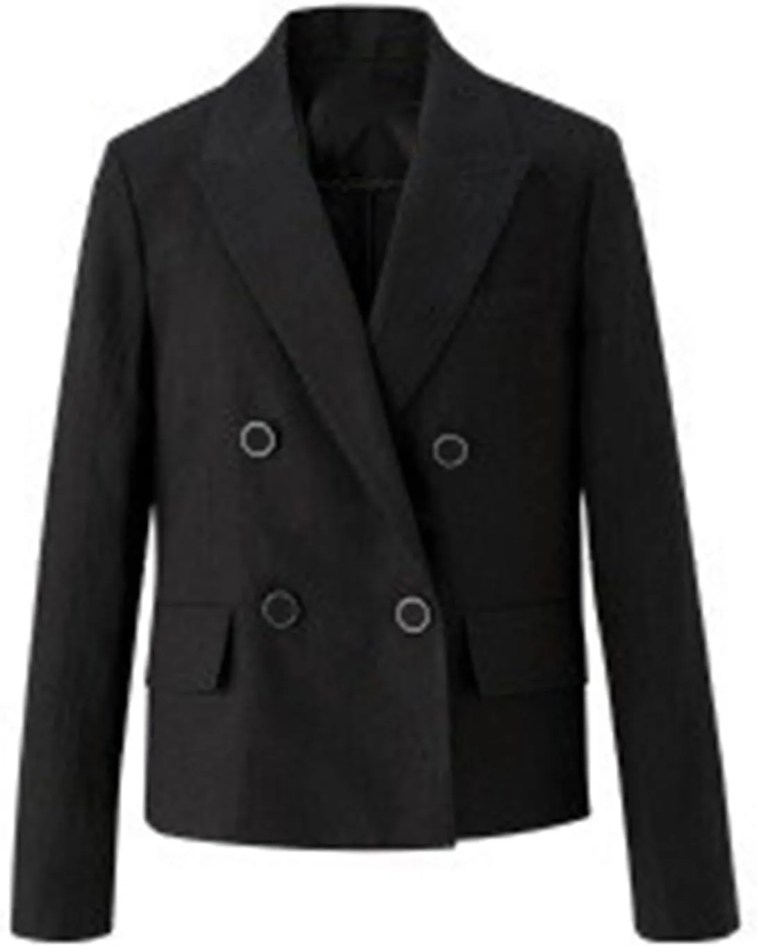 Women's Linen Double Breasted Buttons Prom Business Casual Suit Blazer