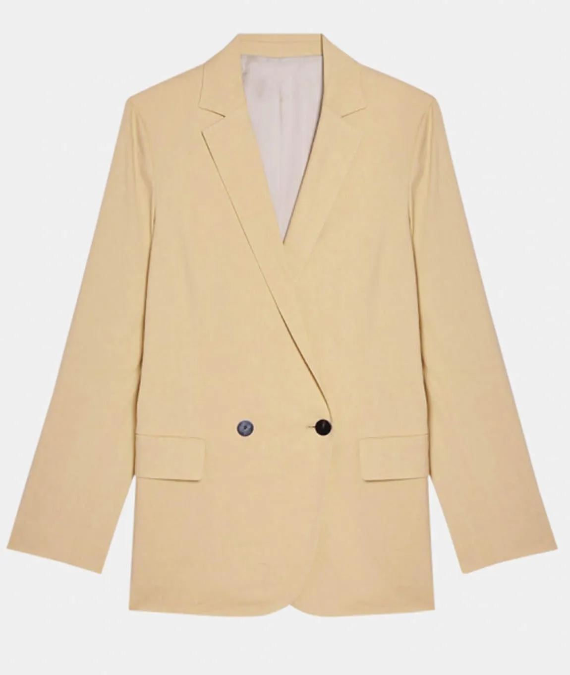 Women's Linen Jacket Double Breasted Buttons Suit Blazer Work Office Lady Coat