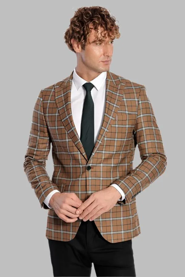 WSS Checked Brown Men Blazer  - Singen