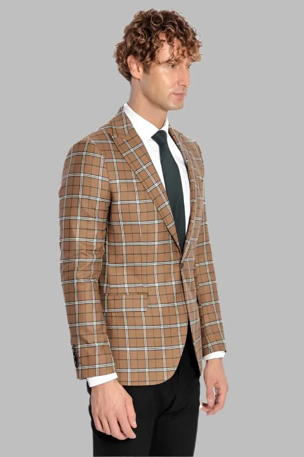 WSS Checked Brown Men Blazer  - Singen