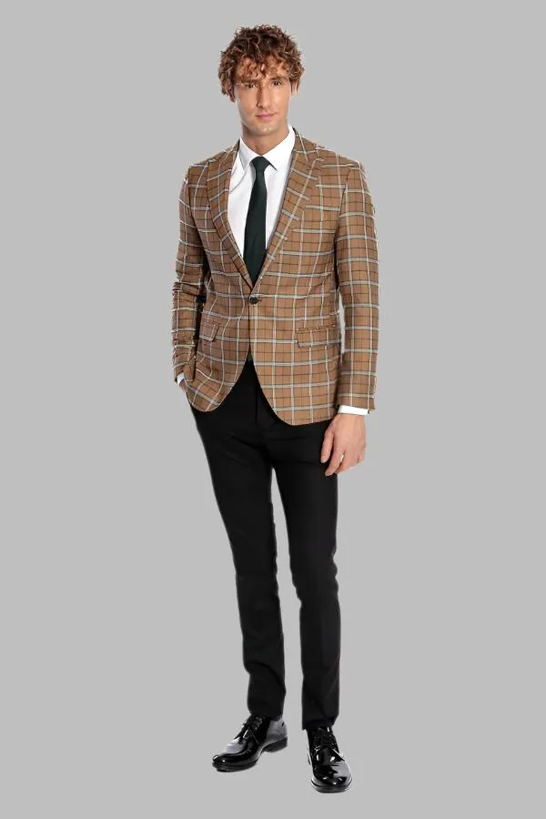 WSS Checked Brown Men Blazer  - Singen