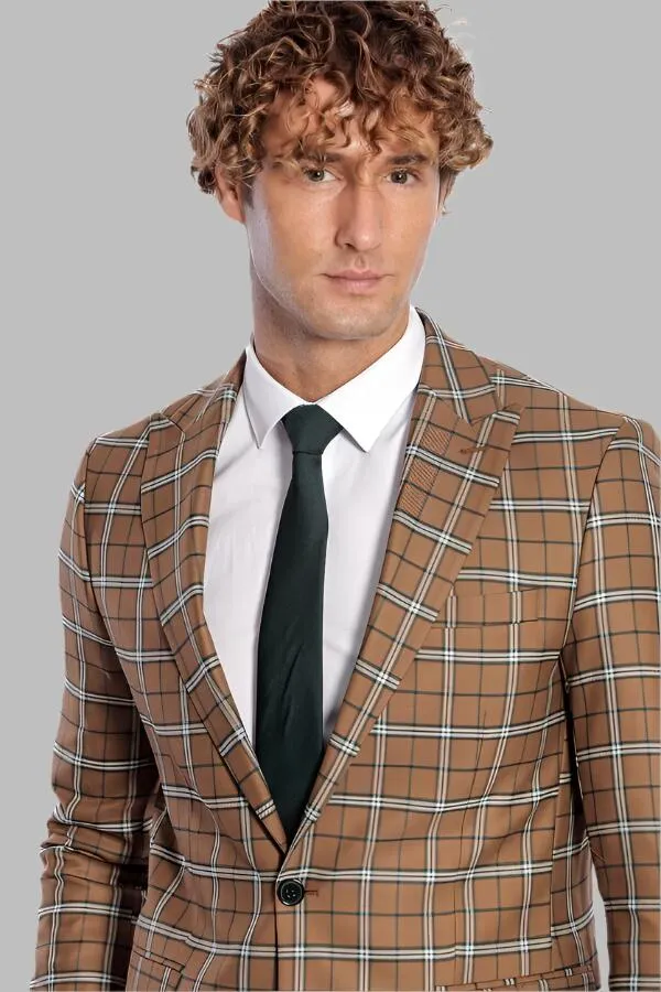 WSS Checked Brown Men Blazer  - Singen