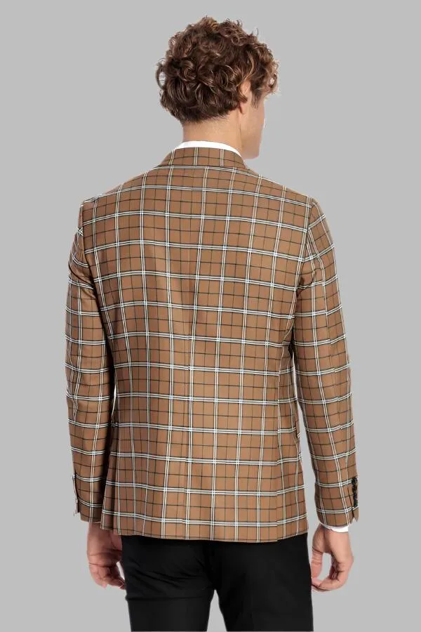 WSS Checked Brown Men Blazer  - Singen